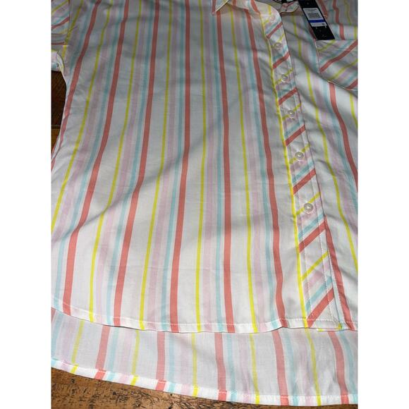 NWT Womens Tommy Hilfiger Striped Short Sleeve Button Down Blouse Size XL - Picture 5 of 8